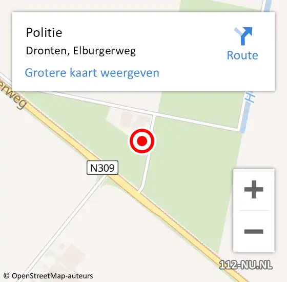 Locatie op kaart van de 112 melding: Politie Dronten, Elburgerweg op 21 maart 2022 15:51