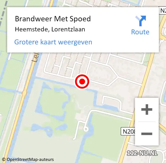 Locatie op kaart van de 112 melding: Brandweer Met Spoed Naar Heemstede, Lorentzlaan op 21 maart 2022 16:23