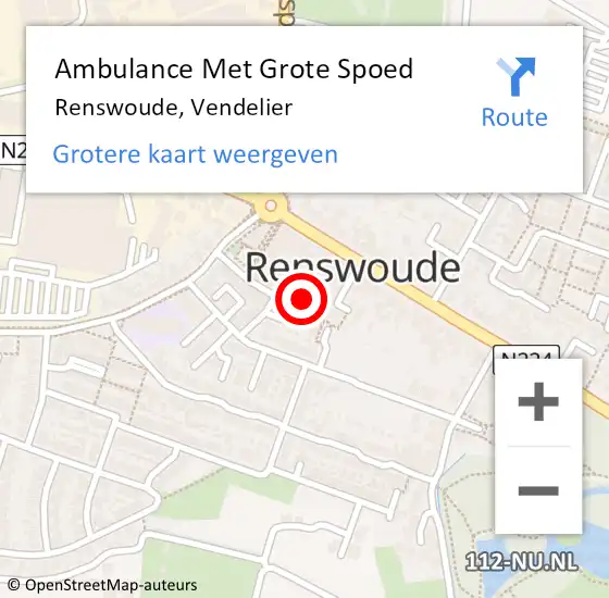 Locatie op kaart van de 112 melding: Ambulance Met Grote Spoed Naar Renswoude, Vendelier op 21 maart 2022 16:29