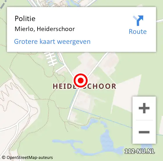 Locatie op kaart van de 112 melding: Politie Mierlo, Heiderschoor op 21 maart 2022 16:44