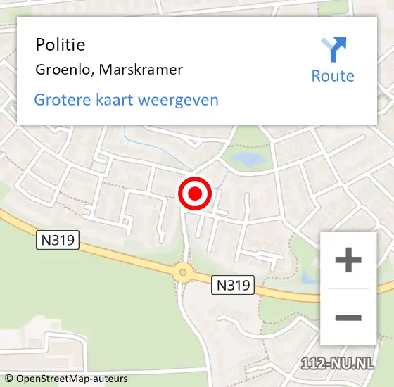 Locatie op kaart van de 112 melding: Politie Groenlo, Marskramer op 21 maart 2022 16:45