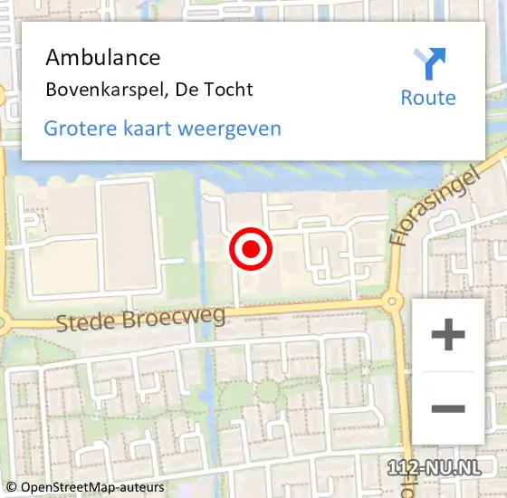 Locatie op kaart van de 112 melding: Ambulance Bovenkarspel, De Tocht op 21 maart 2022 16:56