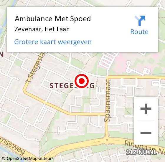 Locatie op kaart van de 112 melding: Ambulance Met Spoed Naar Zevenaar, Het Laar op 21 maart 2022 17:06