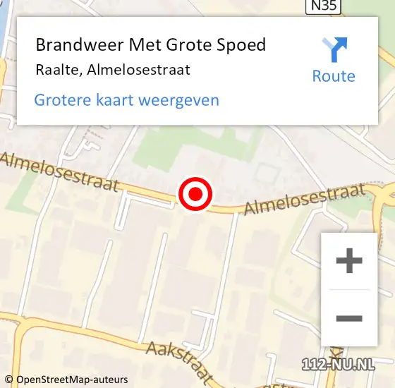 Locatie op kaart van de 112 melding: Brandweer Met Grote Spoed Naar Raalte, Almelosestraat op 21 maart 2022 17:09