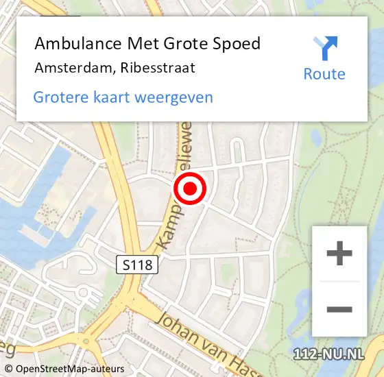 Locatie op kaart van de 112 melding: Ambulance Met Grote Spoed Naar Amsterdam, Ribesstraat op 21 maart 2022 17:16