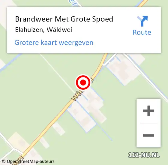 Locatie op kaart van de 112 melding: Brandweer Met Grote Spoed Naar Elahuizen, Wâldwei op 21 maart 2022 17:19