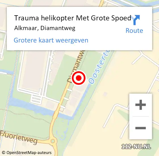 Locatie op kaart van de 112 melding: Trauma helikopter Met Grote Spoed Naar Alkmaar, Diamantweg op 21 maart 2022 17:23