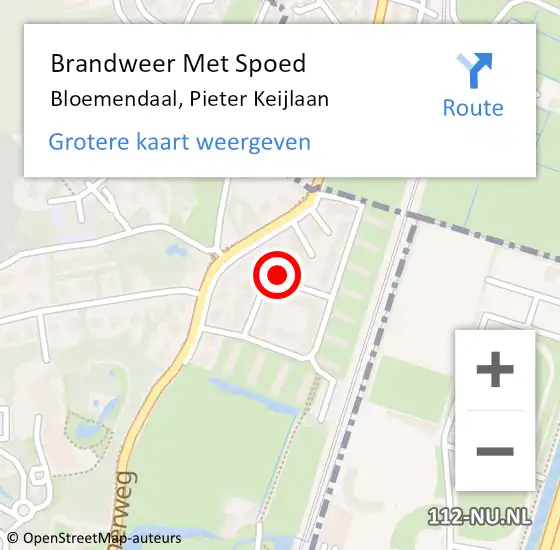 Locatie op kaart van de 112 melding: Brandweer Met Spoed Naar Bloemendaal, Pieter Keijlaan op 21 maart 2022 17:36