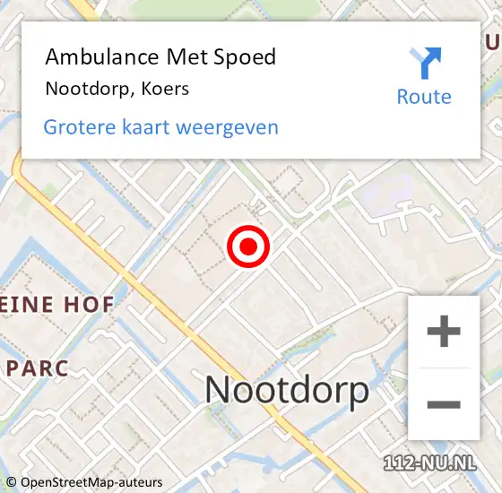 Locatie op kaart van de 112 melding: Ambulance Met Spoed Naar Nootdorp, Koers op 21 maart 2022 17:39