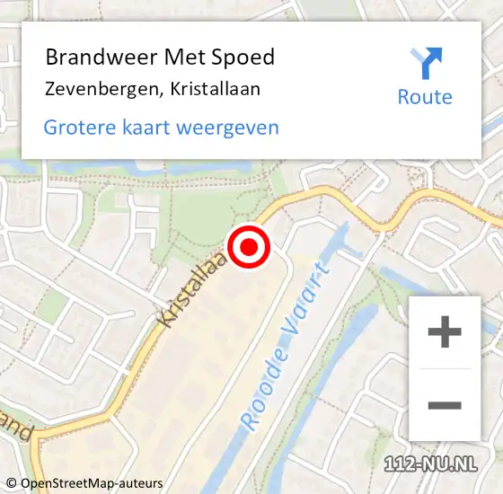 Locatie op kaart van de 112 melding: Brandweer Met Spoed Naar Zevenbergen, Kristallaan op 21 maart 2022 17:42