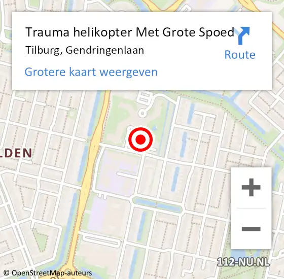 Locatie op kaart van de 112 melding: Trauma helikopter Met Grote Spoed Naar Tilburg, Gendringenlaan op 21 maart 2022 17:48