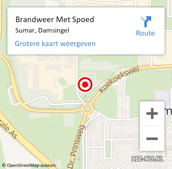 Locatie op kaart van de 112 melding: Brandweer Met Spoed Naar Sumar, Damsingel op 21 maart 2022 17:58