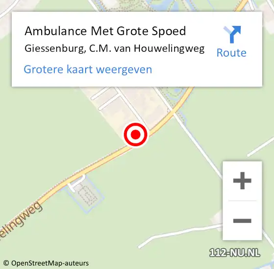 Locatie op kaart van de 112 melding: Ambulance Met Grote Spoed Naar Giessenburg, C.M. van Houwelingweg op 21 maart 2022 18:00