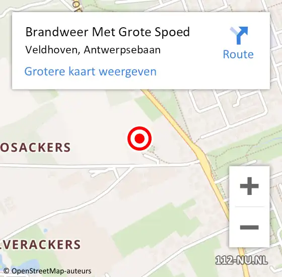 Locatie op kaart van de 112 melding: Brandweer Met Grote Spoed Naar Veldhoven, Antwerpsebaan op 21 maart 2022 18:05