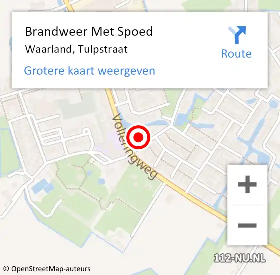 Locatie op kaart van de 112 melding: Brandweer Met Spoed Naar Waarland, Tulpstraat op 21 maart 2022 18:47