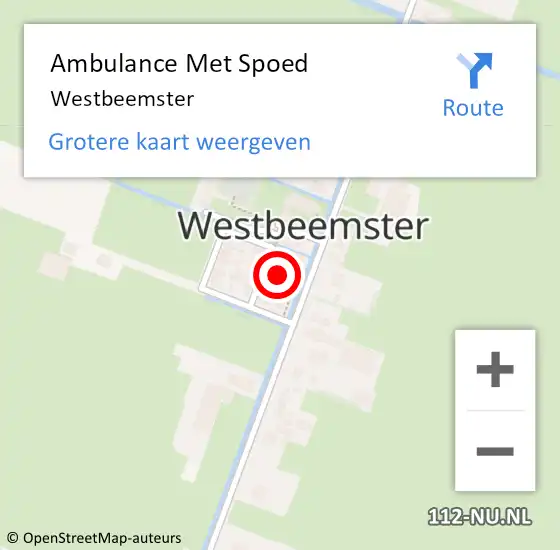 Locatie op kaart van de 112 melding: Ambulance Met Spoed Naar Westbeemster op 21 maart 2022 19:06