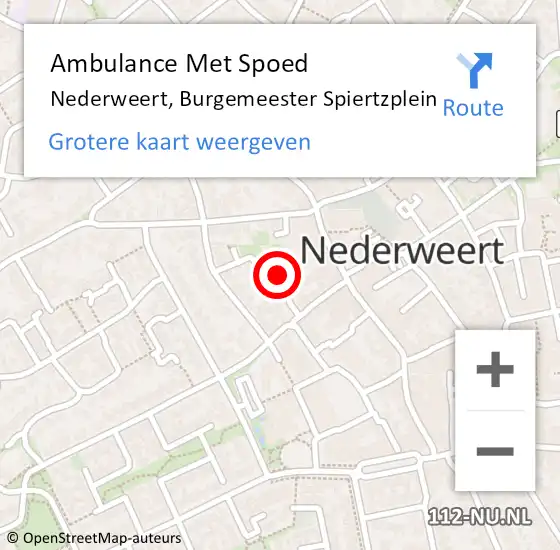 Locatie op kaart van de 112 melding: Ambulance Met Spoed Naar Nederweert, Burgemeester Spiertzplein op 21 maart 2022 19:12