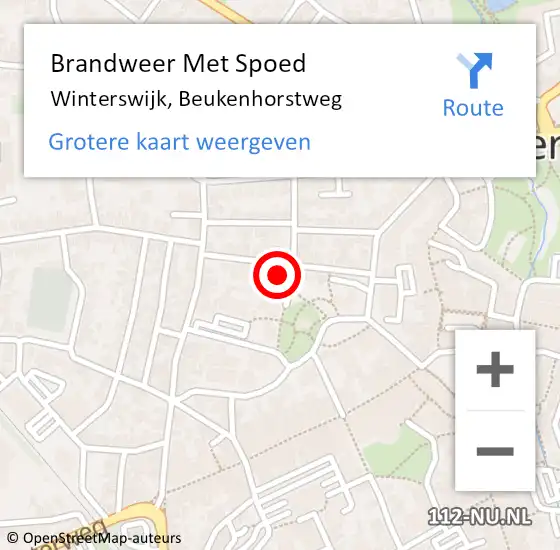 Locatie op kaart van de 112 melding: Brandweer Met Spoed Naar Winterswijk, Beukenhorstweg op 21 maart 2022 19:32