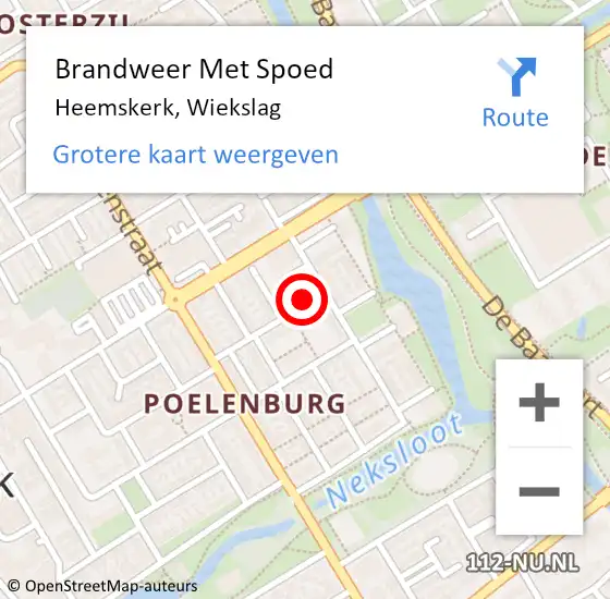 Locatie op kaart van de 112 melding: Brandweer Met Spoed Naar Heemskerk, Wiekslag op 21 maart 2022 19:33