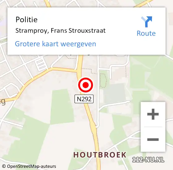 Locatie op kaart van de 112 melding: Politie Stramproy, Frans Strouxstraat op 21 maart 2022 19:49