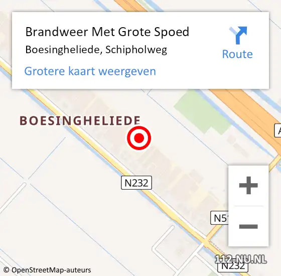 Locatie op kaart van de 112 melding: Brandweer Met Grote Spoed Naar Boesingheliede, Schipholweg op 11 juli 2014 18:13