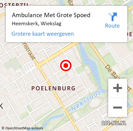 Locatie op kaart van de 112 melding: Ambulance Met Grote Spoed Naar Heemskerk, Wiekslag op 21 maart 2022 19:58