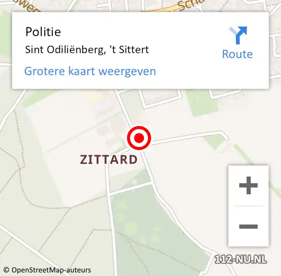 Locatie op kaart van de 112 melding: Politie Sint Odiliënberg, 't Sittert op 21 maart 2022 19:59