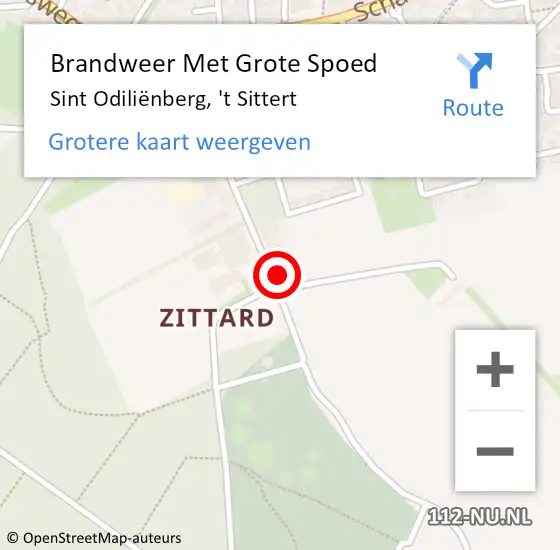 Locatie op kaart van de 112 melding: Brandweer Met Grote Spoed Naar Sint Odiliënberg, 't Sittert op 21 maart 2022 19:59