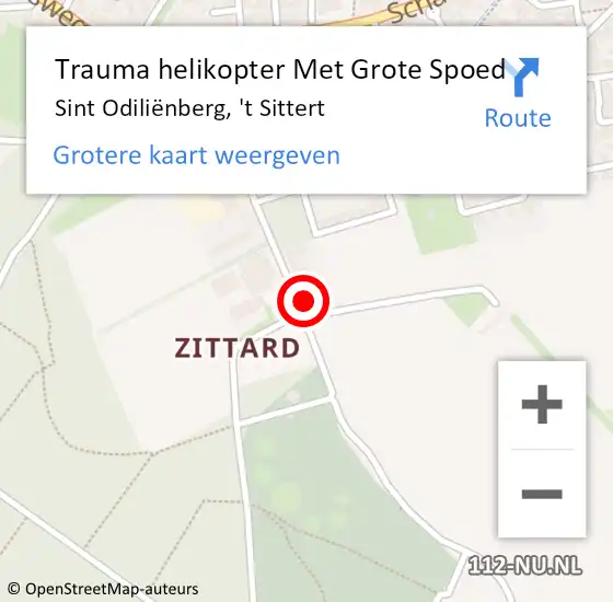 Locatie op kaart van de 112 melding: Trauma helikopter Met Grote Spoed Naar Sint Odiliënberg, 't Sittert op 21 maart 2022 20:00