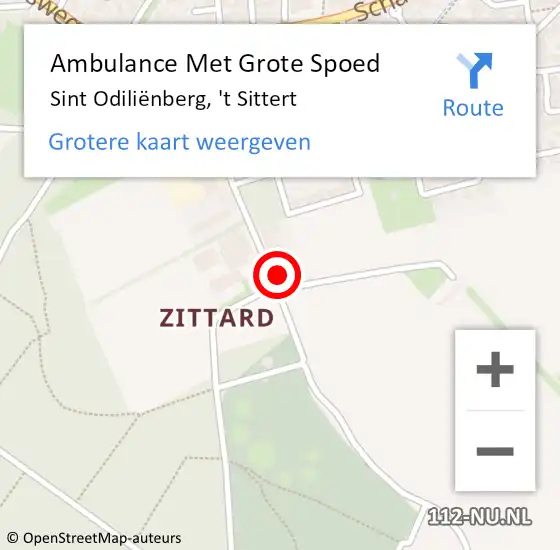 Locatie op kaart van de 112 melding: Ambulance Met Grote Spoed Naar Sint Odiliënberg, 't Sittert op 21 maart 2022 20:01