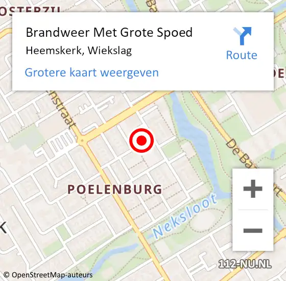 Locatie op kaart van de 112 melding: Brandweer Met Grote Spoed Naar Heemskerk, Wiekslag op 21 maart 2022 20:02