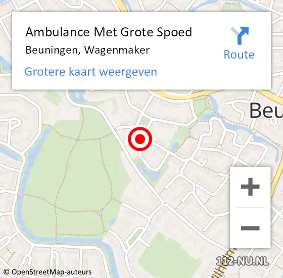 Locatie op kaart van de 112 melding: Ambulance Met Grote Spoed Naar Beuningen, Wagenmaker op 21 maart 2022 20:10