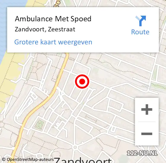 Locatie op kaart van de 112 melding: Ambulance Met Spoed Naar Zandvoort, Zeestraat op 21 maart 2022 20:23