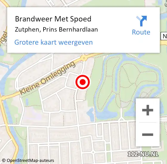 Locatie op kaart van de 112 melding: Brandweer Met Spoed Naar Zutphen, Prins Bernhardlaan op 21 maart 2022 20:23