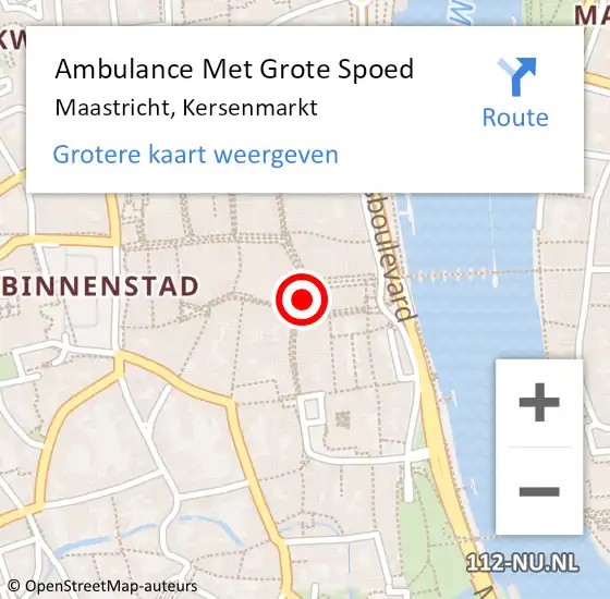 Locatie op kaart van de 112 melding: Ambulance Met Grote Spoed Naar Maastricht, Kersenmarkt op 11 juli 2014 18:16