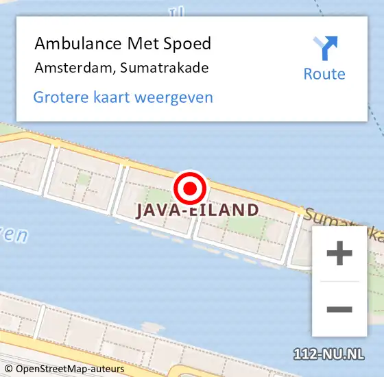 Locatie op kaart van de 112 melding: Ambulance Met Spoed Naar Amsterdam, Sumatrakade op 21 maart 2022 20:36