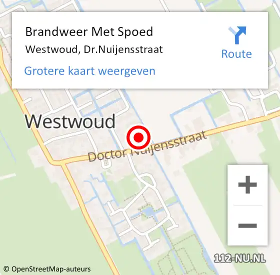 Locatie op kaart van de 112 melding: Brandweer Met Spoed Naar Westwoud, Dr.Nuijensstraat op 21 maart 2022 20:51