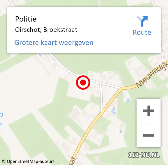 Locatie op kaart van de 112 melding: Politie Oirschot, Broekstraat op 21 maart 2022 20:56