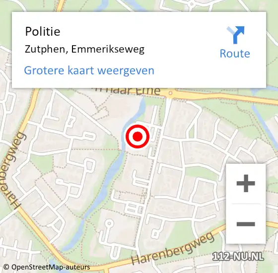 Locatie op kaart van de 112 melding: Politie Zutphen, Emmerikseweg op 21 maart 2022 21:00