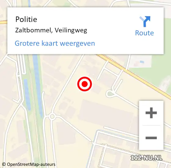 Locatie op kaart van de 112 melding: Politie Zaltbommel, Veilingweg op 21 maart 2022 21:01