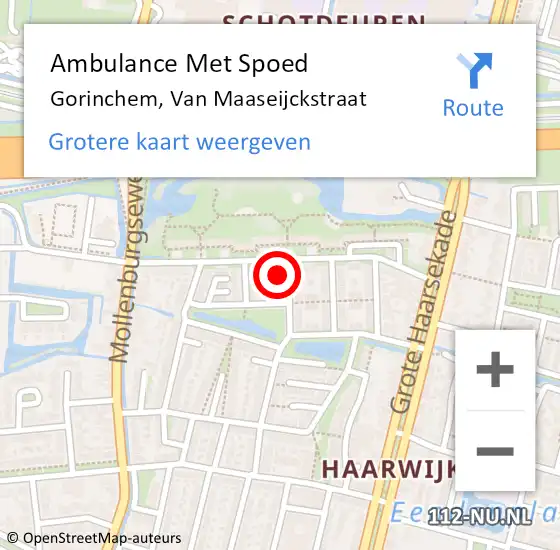 Locatie op kaart van de 112 melding: Ambulance Met Spoed Naar Gorinchem, Van Maaseijckstraat op 21 maart 2022 21:02