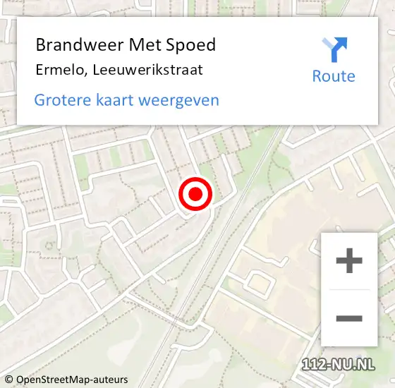 Locatie op kaart van de 112 melding: Brandweer Met Spoed Naar Ermelo, Leeuwerikstraat op 21 maart 2022 21:03
