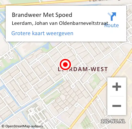 Locatie op kaart van de 112 melding: Brandweer Met Spoed Naar Leerdam, Johan van Oldenbarneveltstraat op 21 maart 2022 21:10