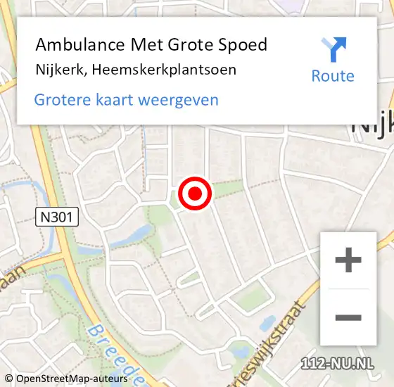 Locatie op kaart van de 112 melding: Ambulance Met Grote Spoed Naar Nijkerk, Heemskerkplantsoen op 21 maart 2022 21:24