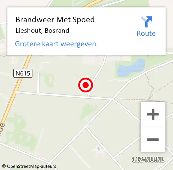 Locatie op kaart van de 112 melding: Brandweer Met Spoed Naar Lieshout, Bosrand op 21 maart 2022 22:13