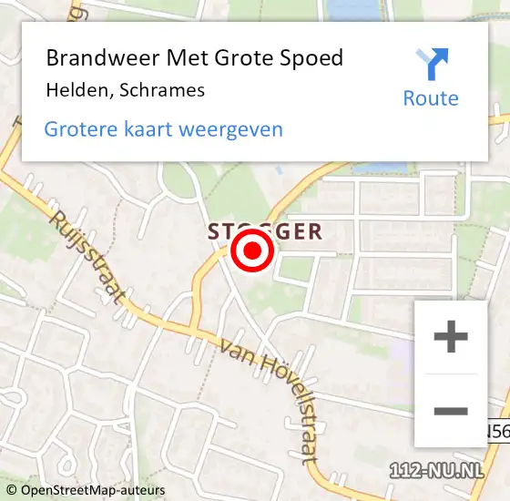 Locatie op kaart van de 112 melding: Brandweer Met Grote Spoed Naar Helden, Schrames op 21 maart 2022 22:34