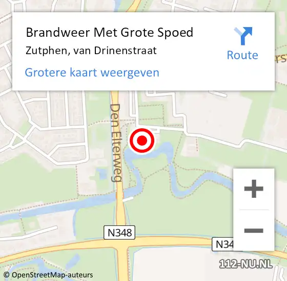 Locatie op kaart van de 112 melding: Brandweer Met Grote Spoed Naar Zutphen, van Drinenstraat op 21 maart 2022 22:36