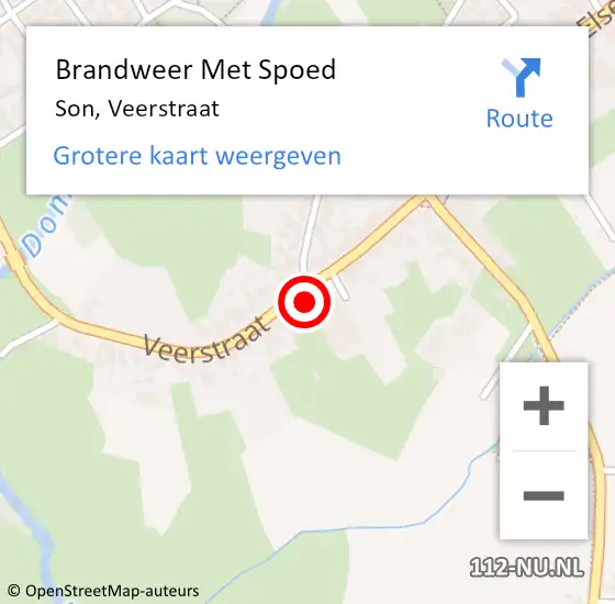 Locatie op kaart van de 112 melding: Brandweer Met Spoed Naar Son, Veerstraat op 21 maart 2022 22:41