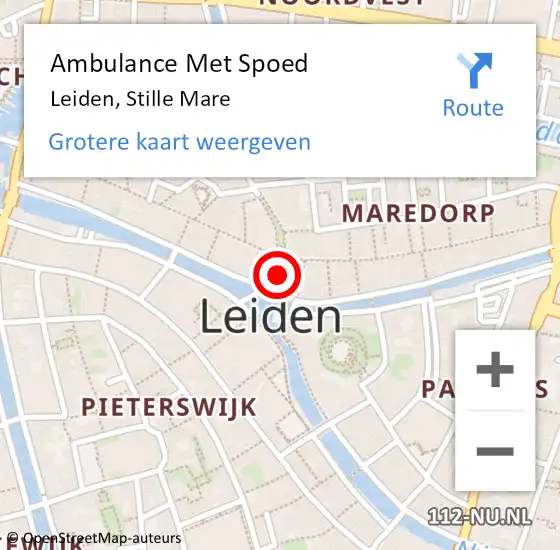 Locatie op kaart van de 112 melding: Ambulance Met Spoed Naar Leiden, Stille Mare op 21 maart 2022 23:16