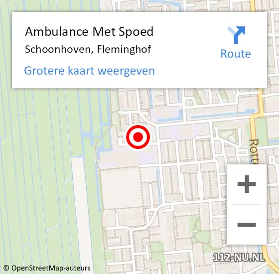 Locatie op kaart van de 112 melding: Ambulance Met Spoed Naar Schoonhoven, Fleminghof op 21 maart 2022 23:19